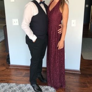 David's Bridal Wine Bridesmaid Dress